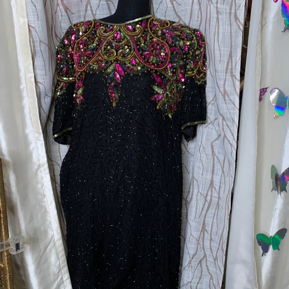 Vintage 1980S Elegant Black Sequin Dress
